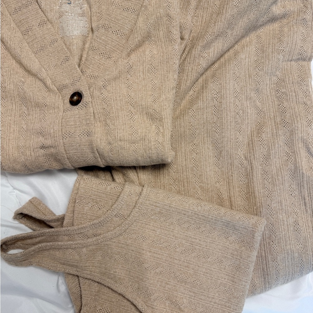 Liz Lange Tan Knit Cardigan with Button Detail